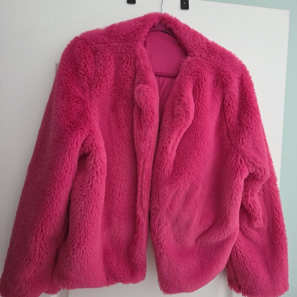 Wild Fable Vibrant Pink Cropped Teddy Jacket- Size XXL- READ DESCRIPTION - Picture 2 of 6